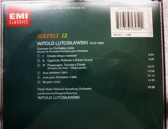 CD　ルトスワフスキ:管弦楽のための協奏曲/ルトスワフスキ_画像2