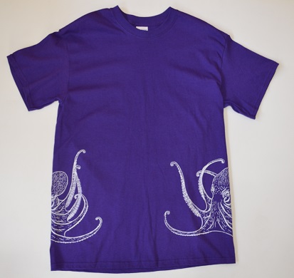  octopus T-shirt, octopus,., free shipping, men's S size, purple, fishing 