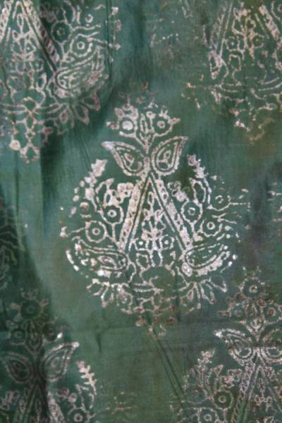 インド　お寺のタペストリー　絹に銀更紗　18世紀中頃_画像2