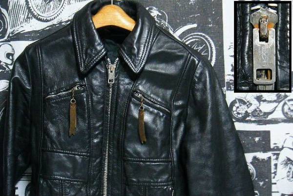 ☆雰囲気◎な1著でオススメ☆Made in USA制アメリカ制ビンテージレザージャケットライダースジャケット黒色ブラック60s70s60年代70年代