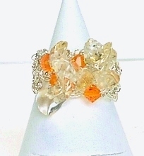 * hand made *1 point thing * citrine * Swarovski. original silver silver compilation included ring 