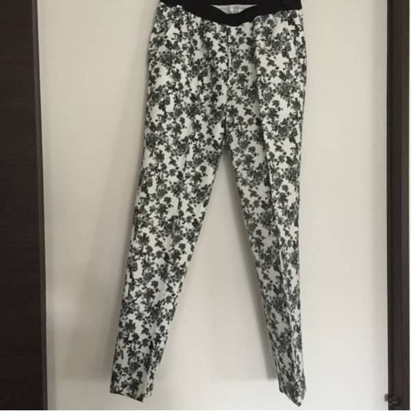 7id concept pattern pants 36 new goods cropped pants INED black black Ined leggings 