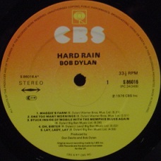 ★特選★BOB DYLAN/HARD RAIN `1976UK CBS_画像3