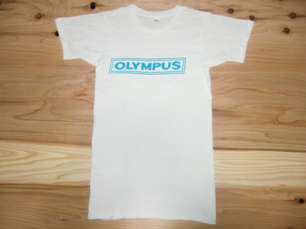 幻レア70's古着 OLYMPUS オリンパス 染み込みロゴヴィンテージTシャツ sizeS 白 企業 希少 コレクター カメラ