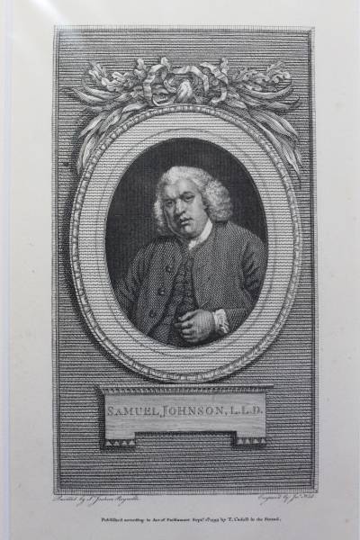 18世紀英国文壇の大御所ジョンソン博士の肖像画、1810? 枠付_画像1