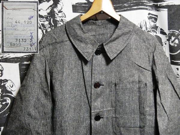 ☆DEAD STOCKE☆Made in FRANCEフランス制ビンテージアトリエワークコート黒シャン30S30年代40S40年代ブラックシャンブレーデットストックS