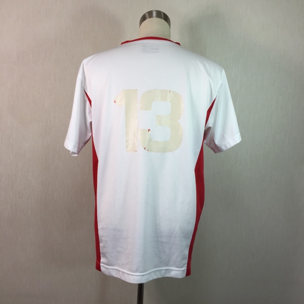 B714▼PUMA◆白/赤 Vネック半袖サッカーシャツ◆XL_画像3