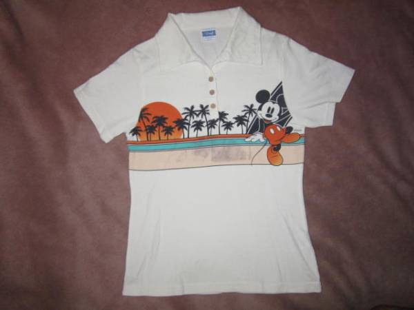  super-rare! super-discount! Disney Mickey aro is polo-shirt M Mickey Mouse aloha shirt 