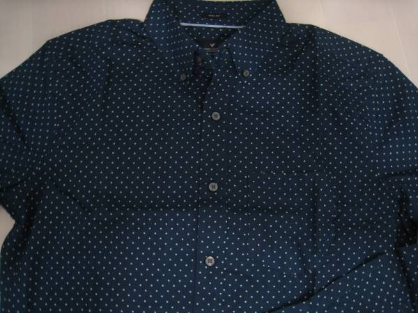  бесплатная доставка # новый товар #AE American Eagle # точка рисунок рубашка с длинным рукавом #S