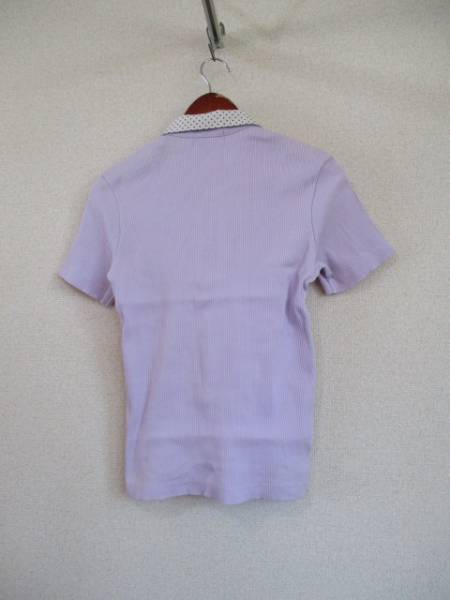 BOYCOTT purple collar dot short sleeves cut polo-shirt (USED)70116②