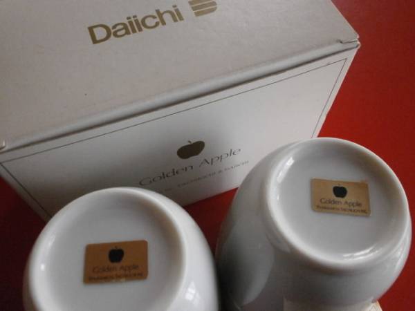 新品未使用 Golden Apple white pair cup ゴールデンアップルホワイトペアカップ TACHIKICHI&DAIICHI たち吉_画像2