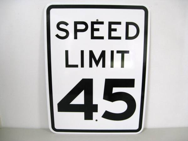 新品アメリカの本物の道路標識SPEED LIMIT 45（最高速度45）看板