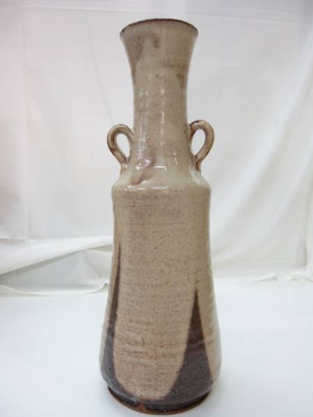 極美品●萩焼　巨匠　大和吉孝作　花入　高級桐箱入り　管理1601 A-10