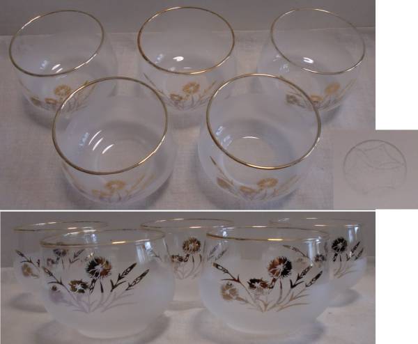 ★レトロ 佐々木硝子 金彩 花柄 冷茶グラス 冷茶揃 5客 グラス ガラス コップ 工蕓品 レトロ