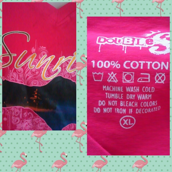 ☆DOUBLE☆BALIロゴTシャツ☆ピンク系☆お寺フォト柄☆