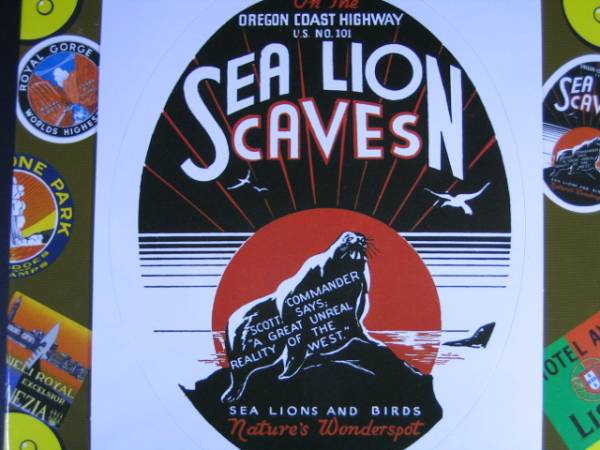 ▽▼65601▼▽＜LE*トラベルステッカー＞AMERICAN BYWAYS*SEA LION CAVES_画像1