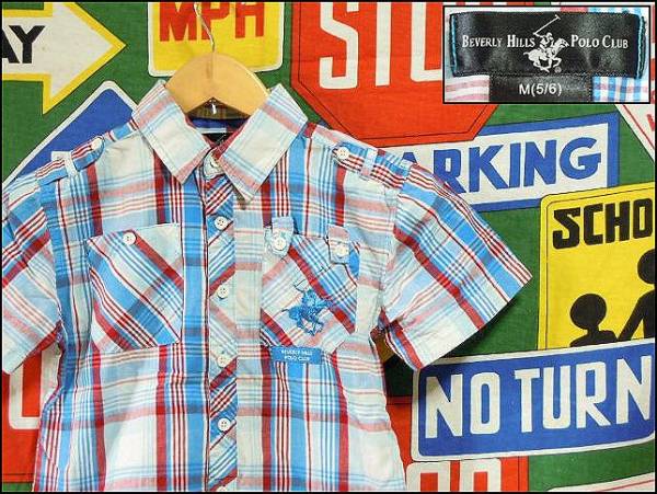 ☆5～6才用☆BEVERLY HILLS POLO CLUBコットンチェックシャツ2T
