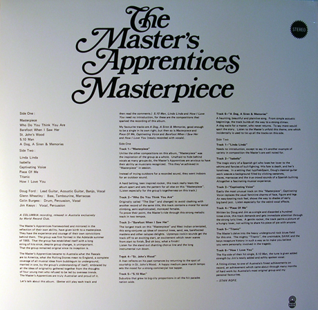 MASTER'S APPRENTICES LP　1990 WHITE LABEL　豪盤_画像2