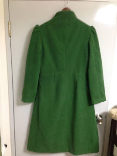 新品 グリーン 緑 ロングコート ウール系 L レディース　おしゃれ　暖かい_画像2