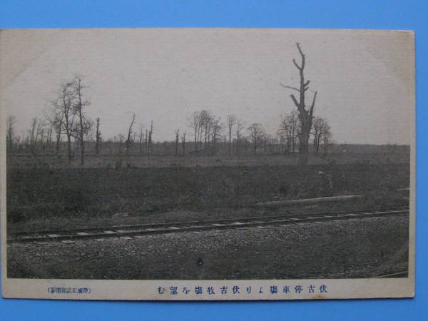 戦前絵葉書 伏古 伏古停車場より伏古牧場 札幌？ (E60)_画像1