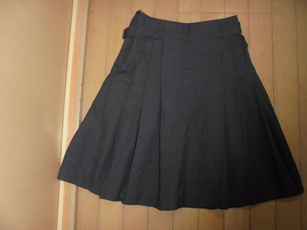 美品★ミッシェルクラン★黒の高級(jí)上質(zhì)プリーツスカート★36