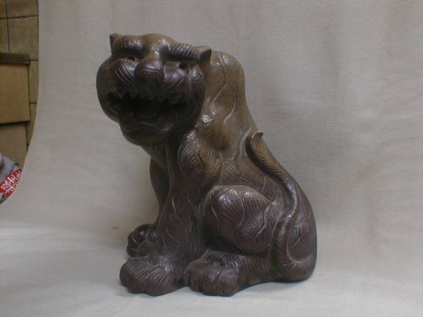  антиквариат Bizen ... большой .29cm 5.2kg керамика производства украшение Edo кошка .