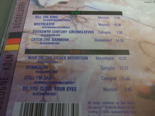 *RAINBOW/LIVE IN GERMANY/DEUTSCHLAND TOURNEE 1976★2枚組CD_画像3