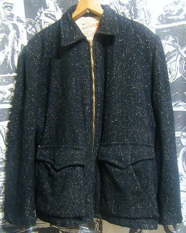* чёрный корпус -*Made in USA производства America производства Vintage шерсть жакет полупальто . рисунок nep50s50 годы машина пальто чёрный цвет контри-рок 42ML ранг 