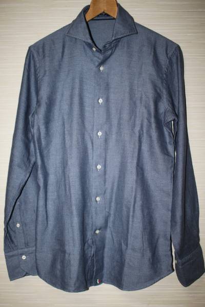 B635★新品★ジェニアーリ　 長袖綿シャツ　 38 　グレー　 イタリア製　　_画像1