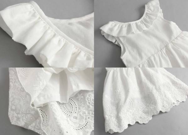 キッズベビー服ワンピース/ホワイト★パーティードレス バースデー撮影 100cm