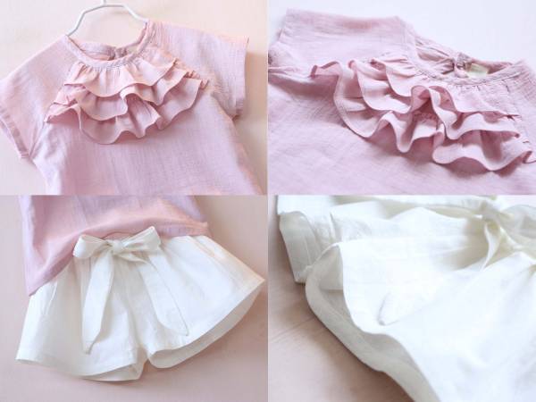 キッズベビー服トップスと短パンの2點(diǎn)セット女の子★ピンク/カジュアル パーティードレス バースデー撮影 90cm