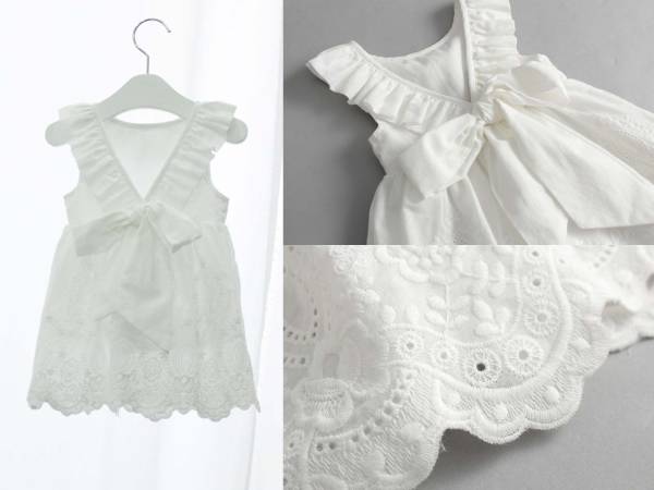 キッズベビー服ワンピース/ホワイト★パーティードレス バースデー撮影 100cm
