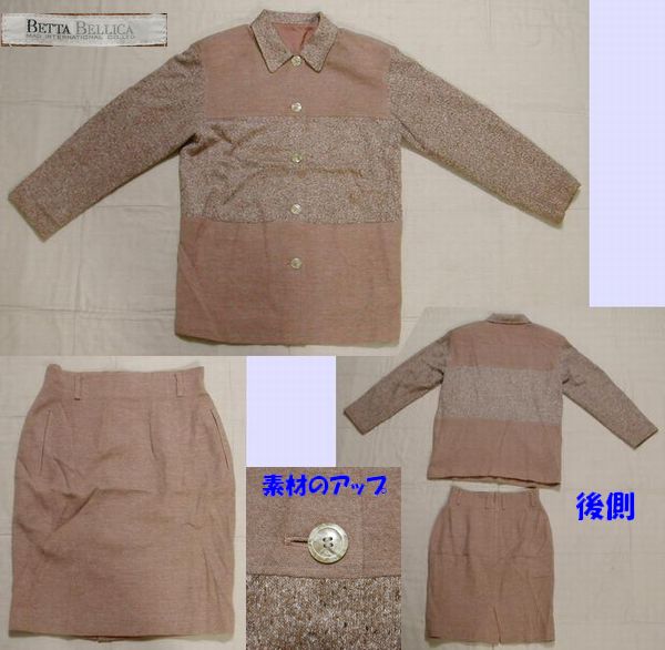 ■美品:暖かそうな茶系スーツ 絹混ニット&無(wú)地 日本制Ｍ－Ｌサイズ向き　　DmP05