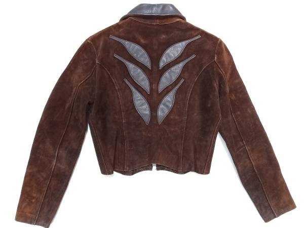 Vintage EASTWEST East u Estrella 70S telephone number the first period tag leather suede combination Short jacket leather jacket rare Brown 