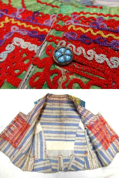 ビンテージ 希少 北歐 チェコ エスニック 民族 衣裝 ベスト ハンドメイド 刺繍 裝飾 レア 石 ボタン マルチカラー 花柄 珍 フォークアート