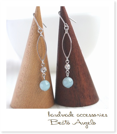 *+angelo+ natural stone aquamarine. ma- Kiss earrings (p-018)S rhinestone light blue 