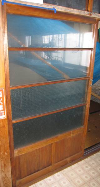 レトロ青インテリア古い戸扉木製アンティーク木枠ビンテージ野沢