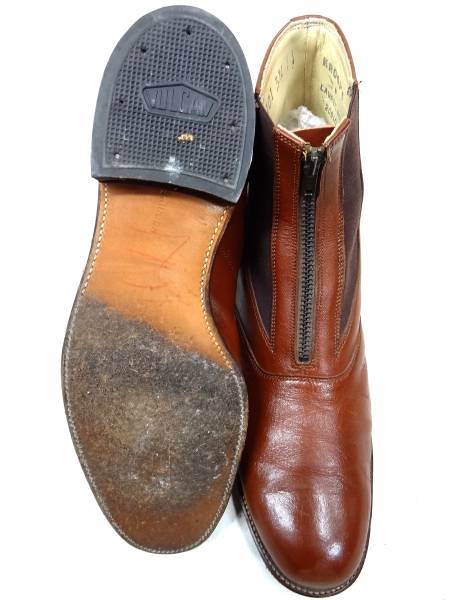  Vintage KROOPS 50~60S rare center Zip side-gore heel boots rare design red tea size 27~28 centimeter rare 