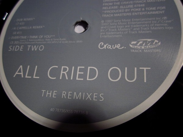 allure / ALL CRIED OUT / 12 single remix VINYL 美品_画像3