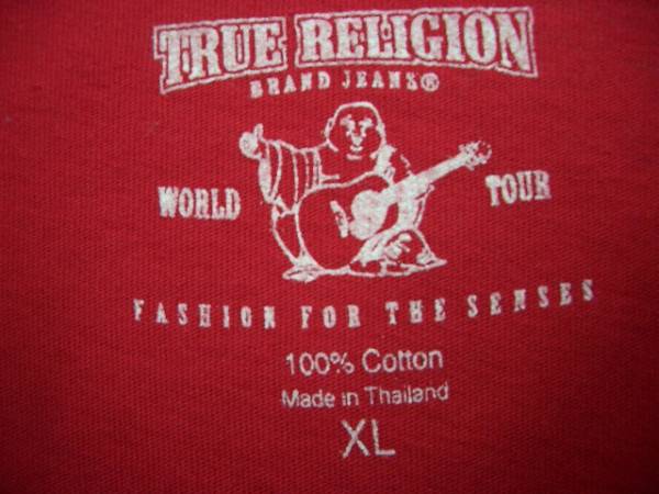 トゥル―レリジョン メンズ （半袖） Tシャツ /左胸にワンポイント /サイズ XL寸 / 赤色_トゥルーレリジョン