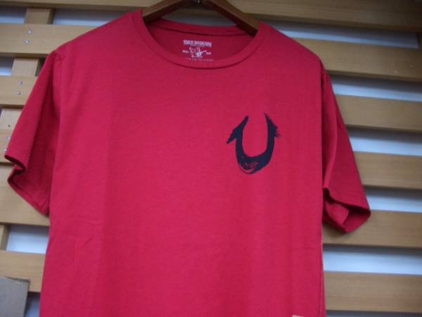 トゥル―レリジョン メンズ （半袖） Tシャツ /左胸にワンポイント /サイズ XL寸 / 赤色_★TRUE　RELIGION