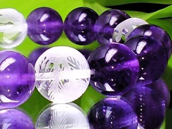 新品素彫四神獣水晶・天然アメジスト紫水晶12ミリ_画像2