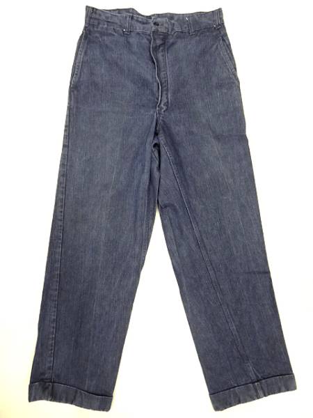  Vintage Anne noun специальный редкость 40S индиго Denim sinchi задний брюки из твила Denim брюки-чинос редкий мясо толщина ткань пряжка задний 