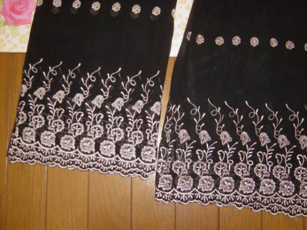 ピンキーガールズラックス◆花 ピンク刺繍 シフォン黒ワンピース◆