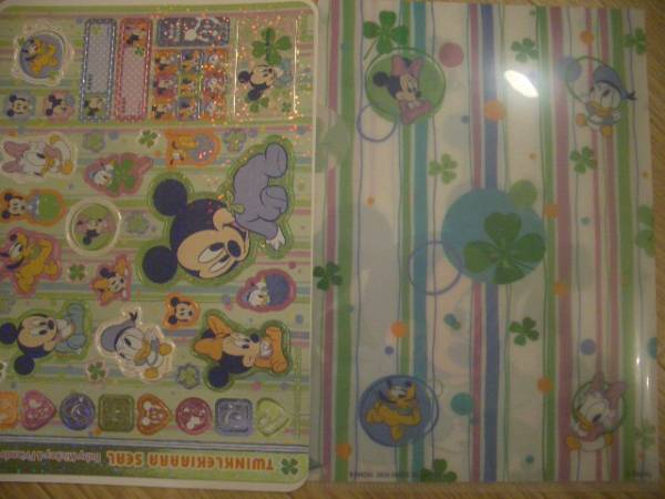 即決☆レア☆非売品☆baby micky＆～シール＆クリアファイル ? ミッキーマウス の ステッカー ?ポイント消化 ガチャ