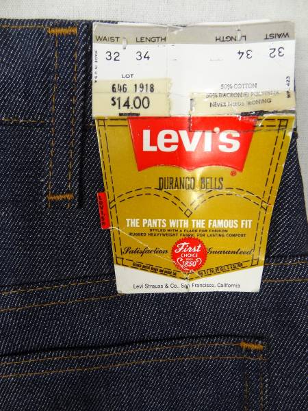 ビンテージ LEVIS リーバイス 646 希少 ポリ50 コットン50 ベルボトム パンツ スタプレ 黒 金 タブ スモール e タロン ジッパー サイズ W32_画像3