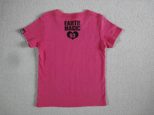 アースマジック　　M　　ピンク・ロゴ半袖Tシャツ　日本製_画像2