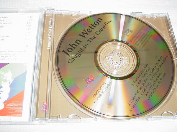 John Wetton 「CAUGHT IN THE CROSSFIRE」 GOLD DISC Version メロディアス・ハード系名盤 ASIA、UK、KING CRIMSON、URIAH HEEP関連_画像2