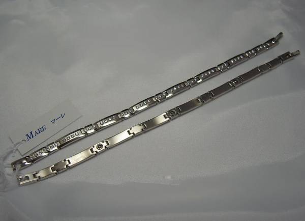 ■キュービックジルコニア白■ゲルマ3個付チタンブレスレット白