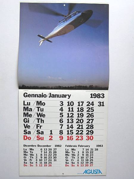 レア！！　1983■GRUPPO AGUSTA カレンダー■アグスタ_画像3